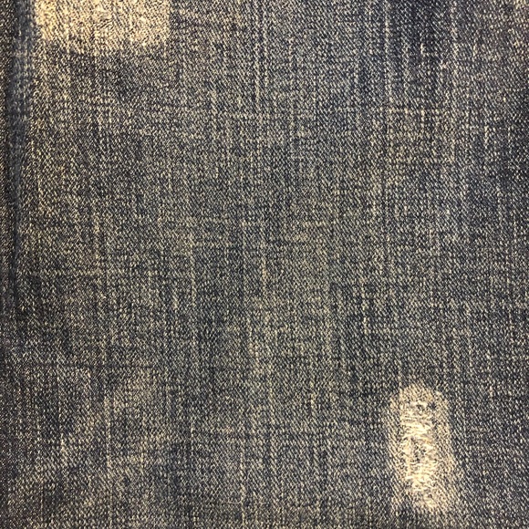 Indigo dark blue Men’s Jeans warn washed hand sand ripped mid rise bootleg Denim - Picture 11 of 11